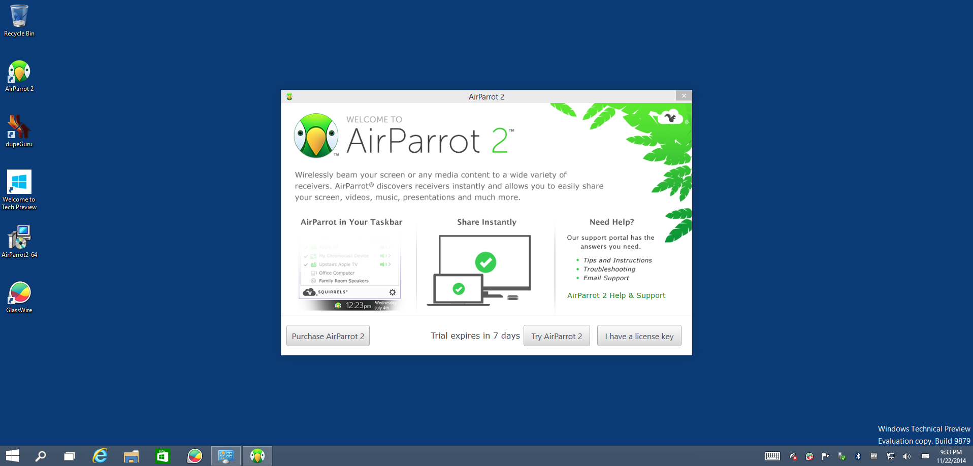 airparrot audio could not be connected